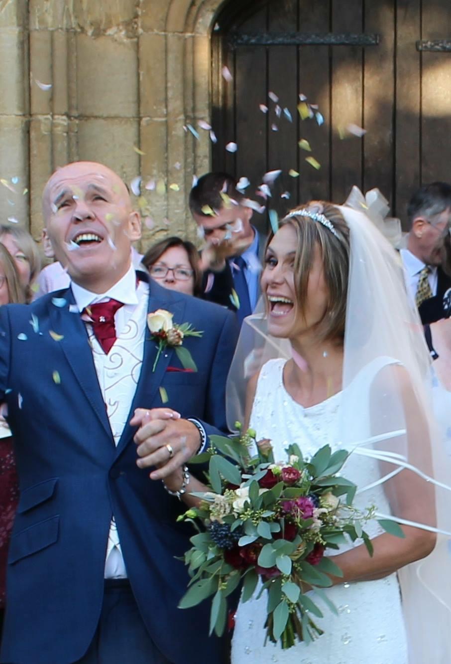 Happy couple celebrating their wedding day